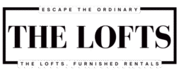Logo of The Lofts featuring the text 'Escape the Ordinary' and 'Furnished Rentals'.